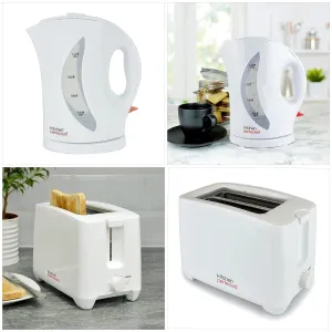 White 1.7Ltr Electric Cordless Kettle   2 Slice Wide Slot Cool Touch Toaster Set