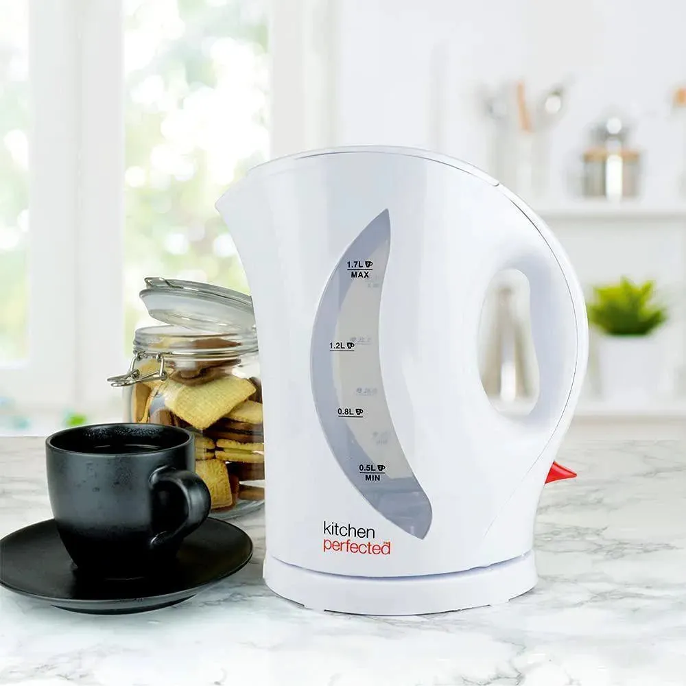 White 1.7Ltr Electric Cordless Kettle   2 Slice Wide Slot Cool Touch Toaster Set