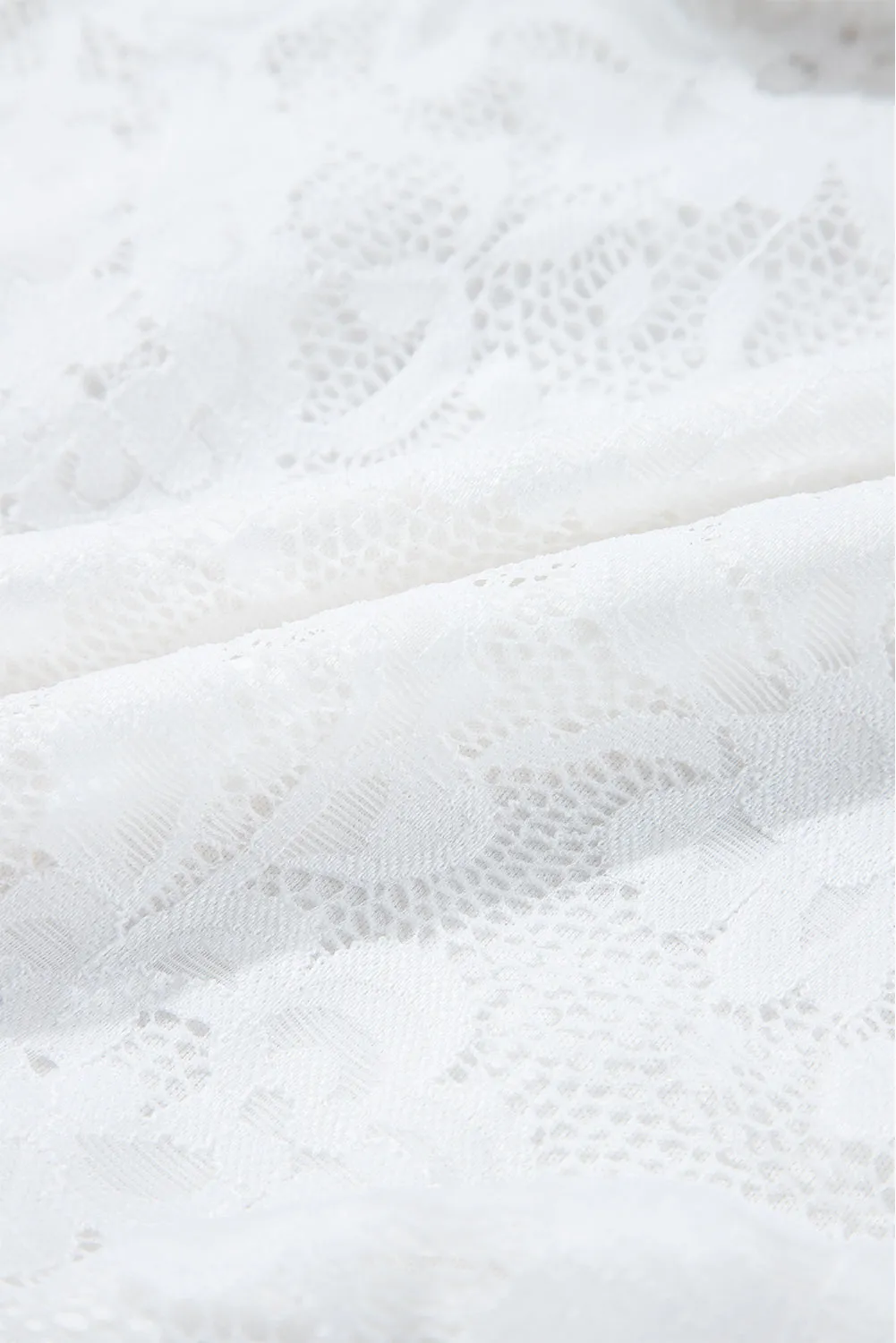 White Lace Ruffled High-low Hem Midi Skirt