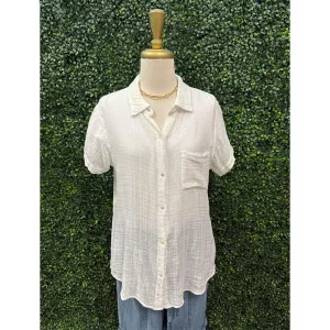White Lotus Gauze Button Down Top