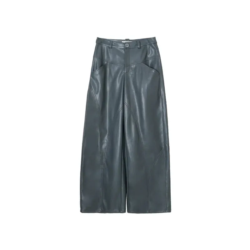 Wide-Leg Leather Pants