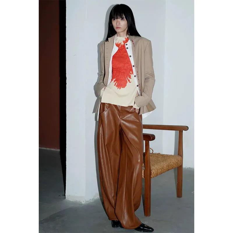 Wide-Leg Leather Pants