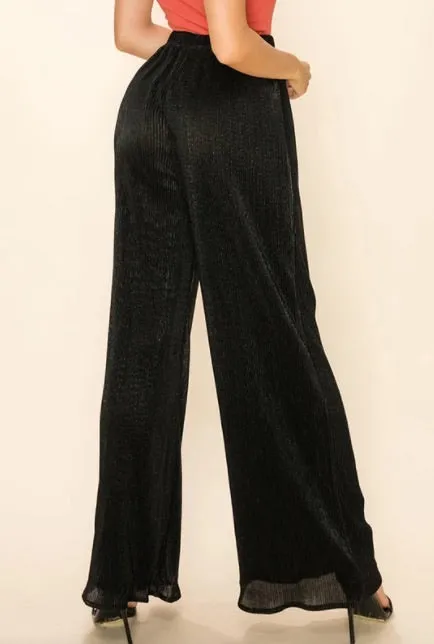 Wide Leg Lurex Rib Pant