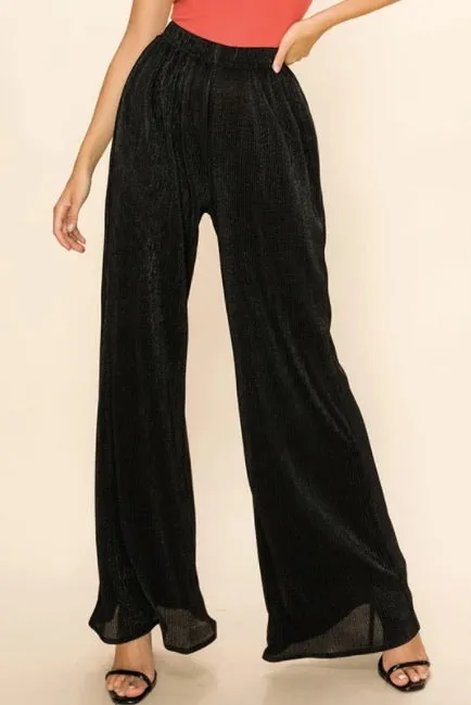 Wide Leg Lurex Rib Pant