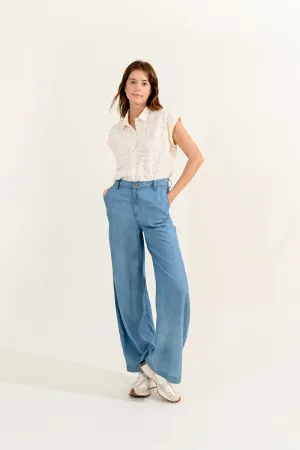 WIDE-LEG LYOCELL PANTS