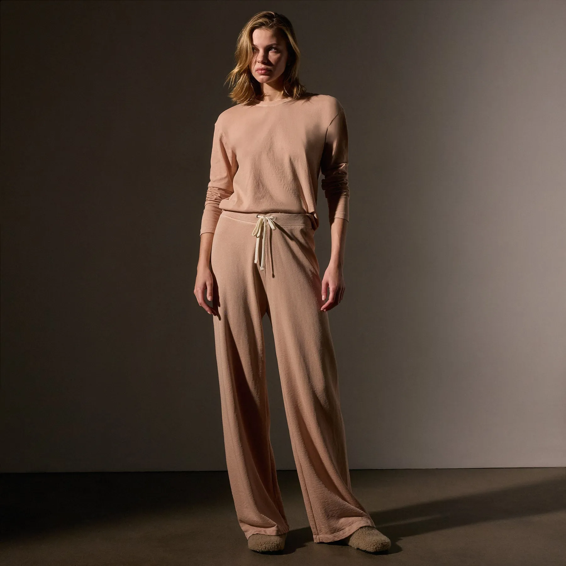 Wide Leg Sweatpant - Rose Nude Pigment