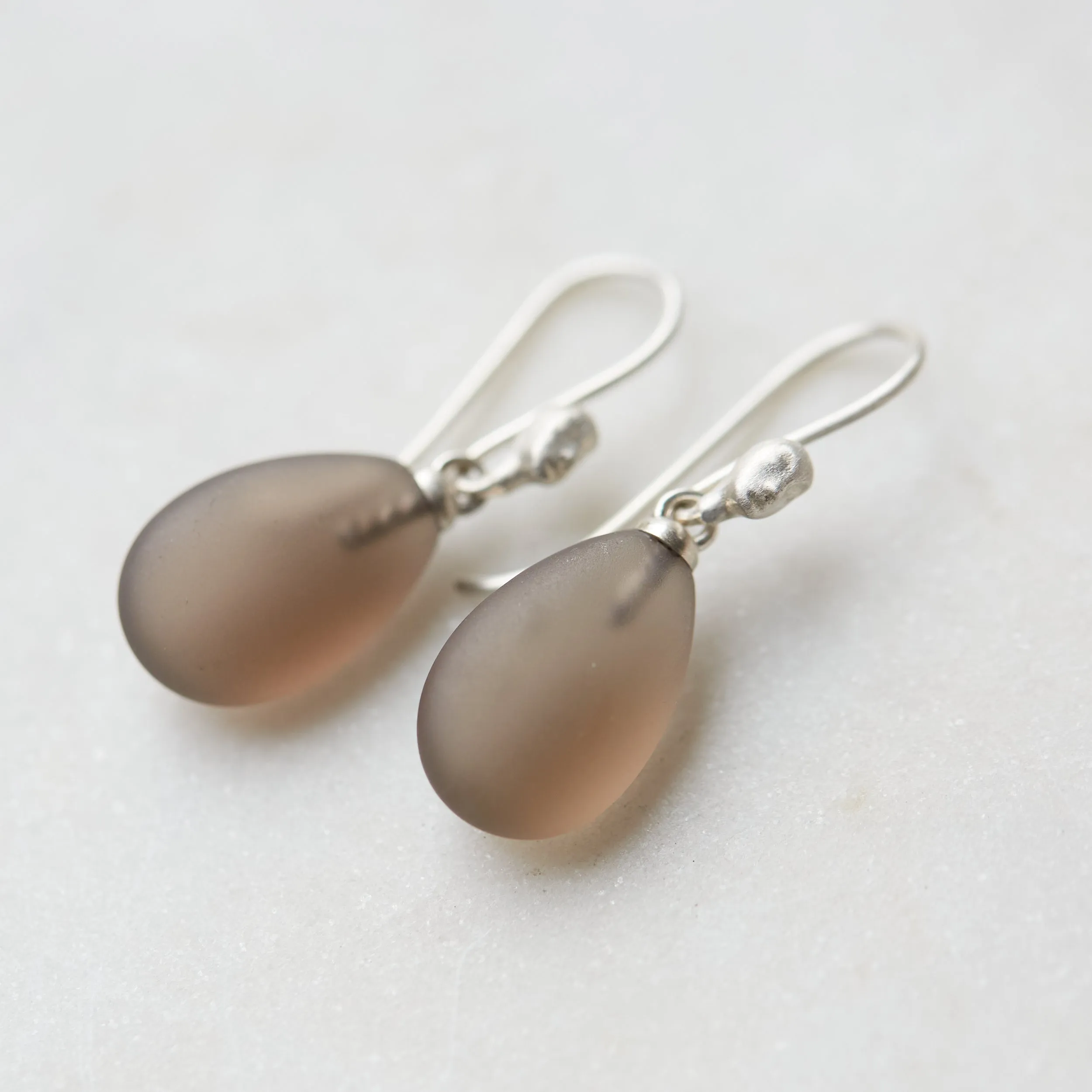 Windswept Smoke Quartz Figurehead Cameo Earrings
