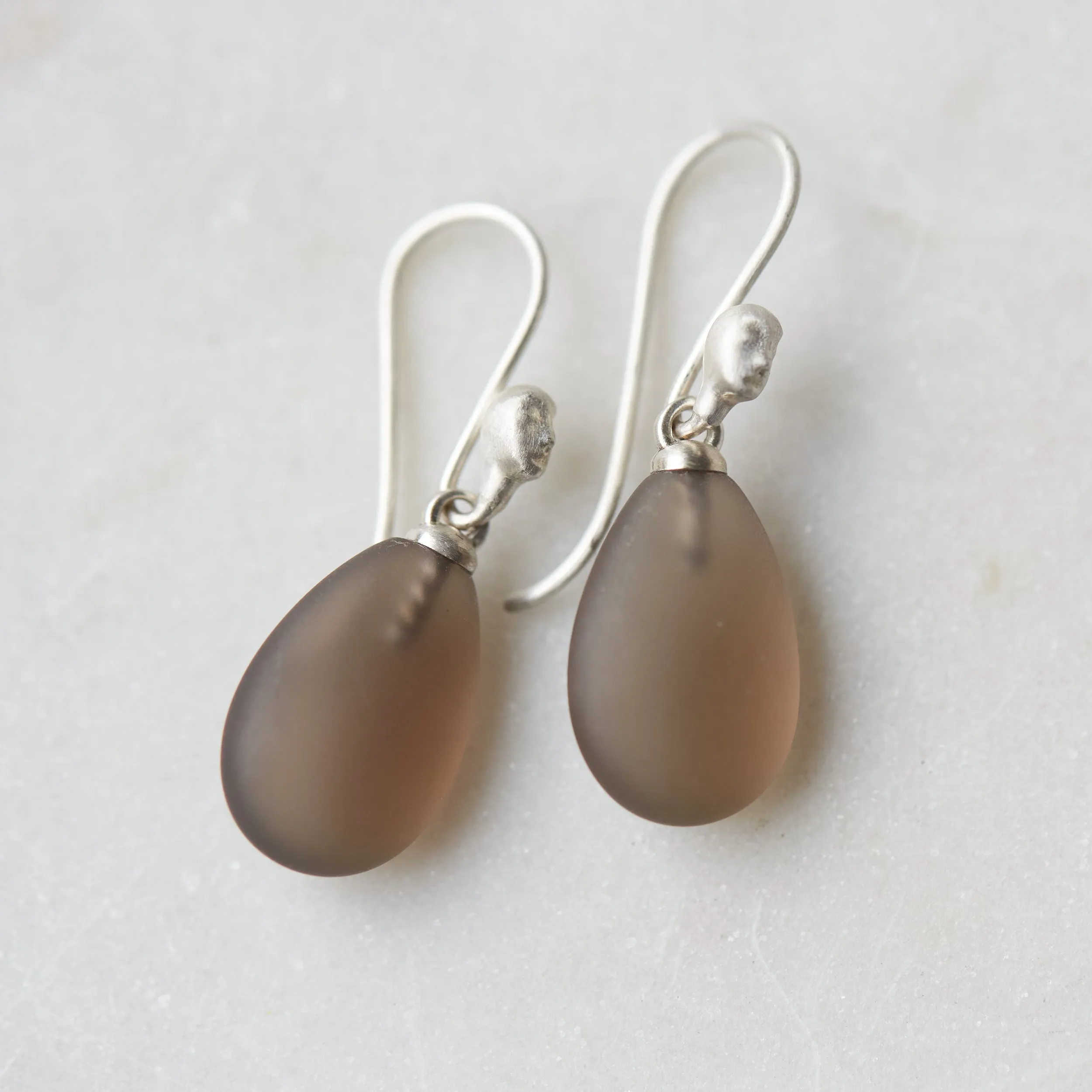 Windswept Smoke Quartz Figurehead Cameo Earrings