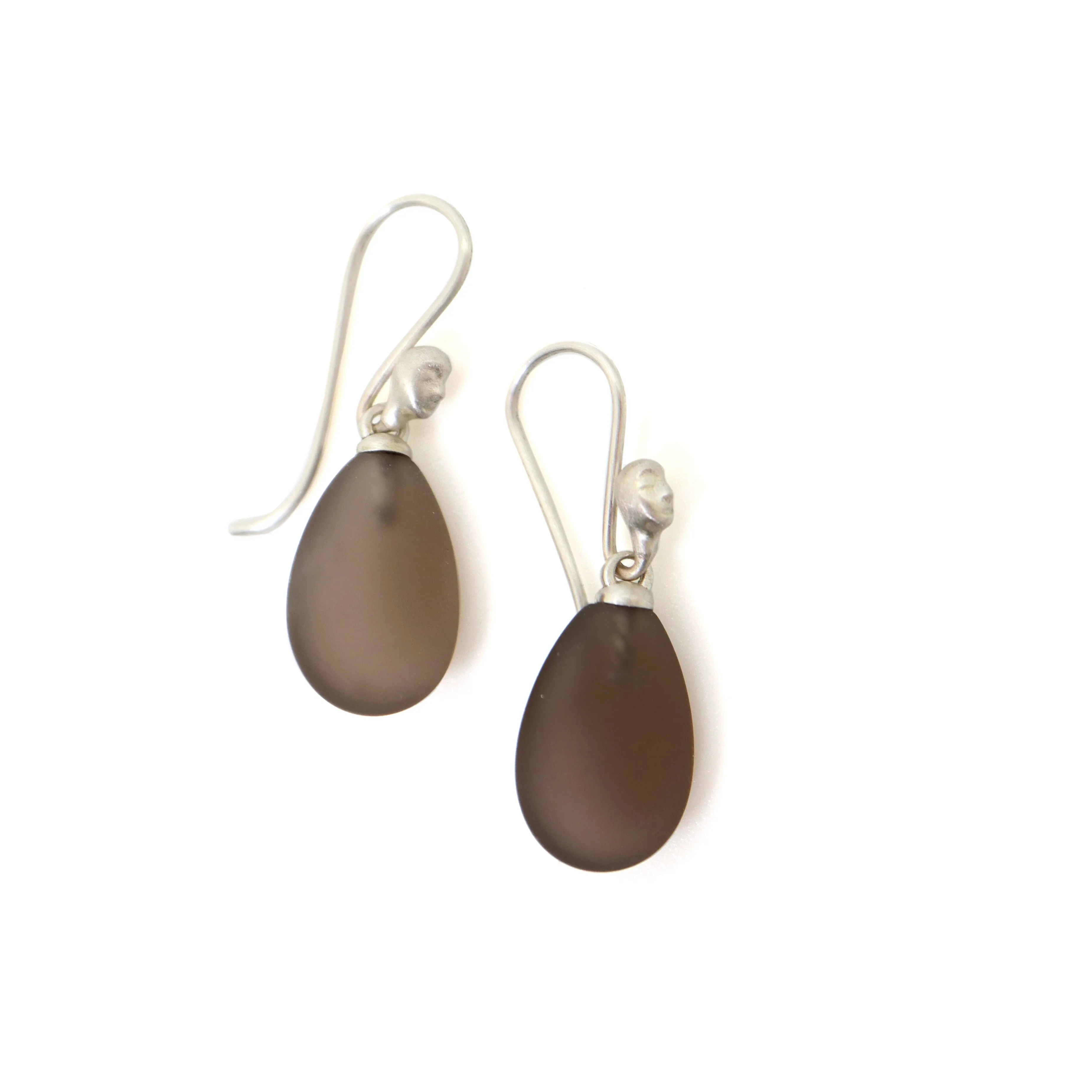 Windswept Smoke Quartz Figurehead Cameo Earrings