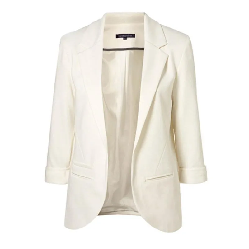 Women Slim Fit Blazer Jackets Notched Three Quarter Sleeve Blazer Women Coat
