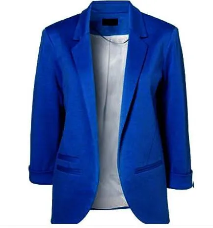 Women Slim Fit Blazer Jackets Notched Three Quarter Sleeve Blazer Women Coat