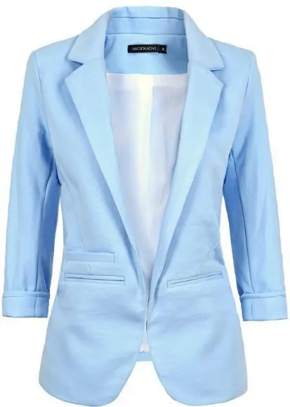 Women Slim Fit Blazer Jackets Notched Three Quarter Sleeve Blazer Women Coat