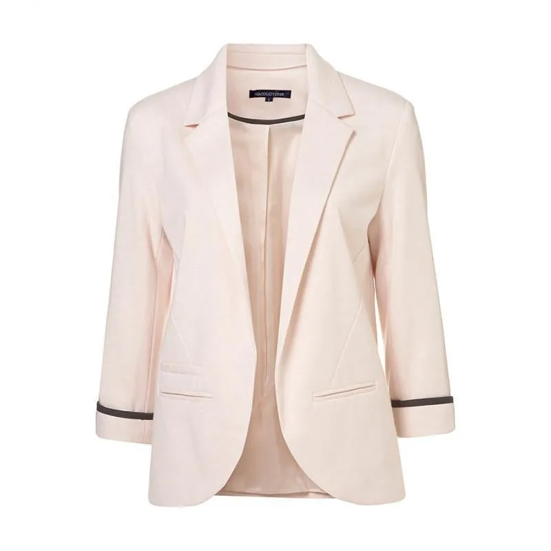 Women Slim Fit Blazer Jackets Notched Three Quarter Sleeve Blazer Women Coat
