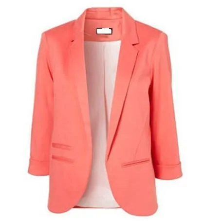 Women Slim Fit Blazer Jackets Notched Three Quarter Sleeve Blazer Women Coat