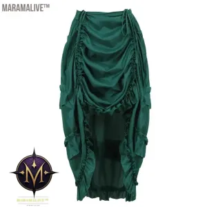 Women Steampunk Gothic Irregular Ruffles Pirate Skirt Asymmetrical Pleated High Low Dancing Skirts Plus Size Halloween Costumes