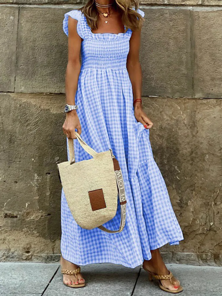 Women Strapless Ruffle Backless Dresses