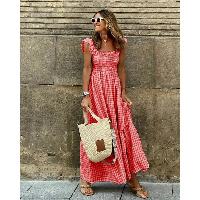 Women Strapless Ruffle Backless Dresses