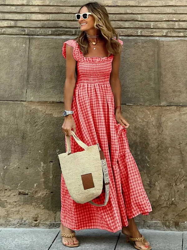 Women Strapless Ruffle Backless Dresses