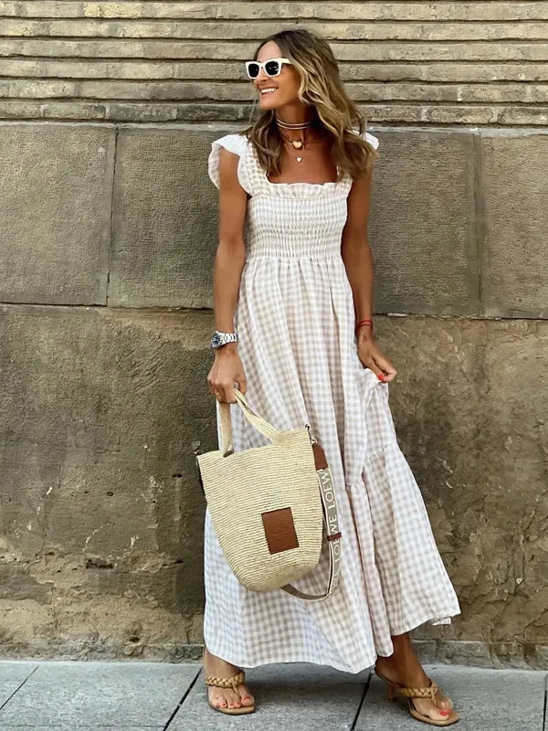 Women Strapless Ruffle Backless Dresses