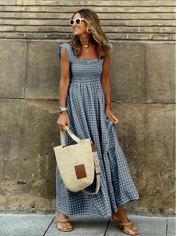 Women Strapless Ruffle Backless Dresses