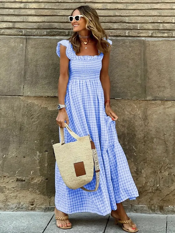 Women Strapless Ruffle Backless Dresses