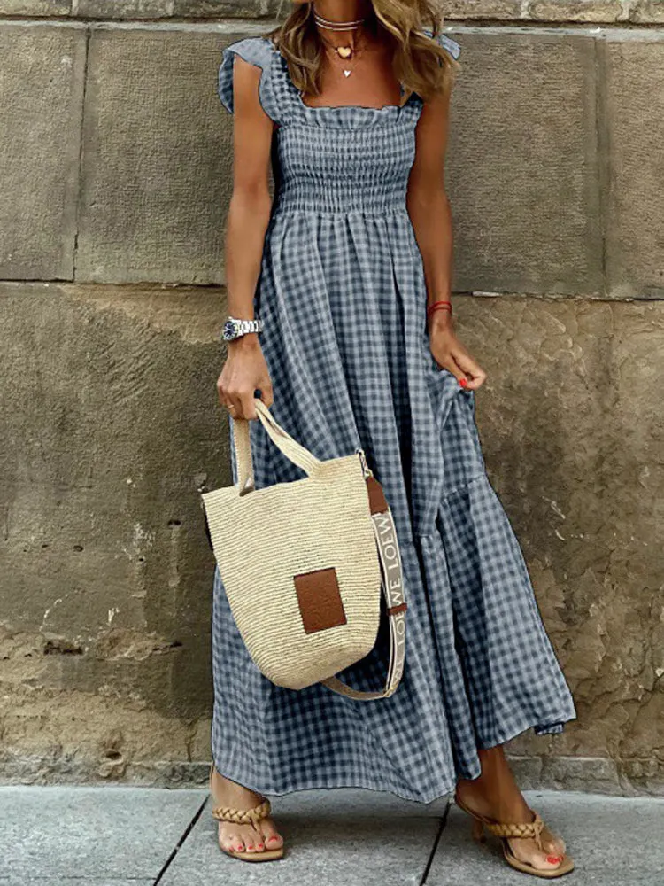 Women Strapless Ruffle Backless Dresses