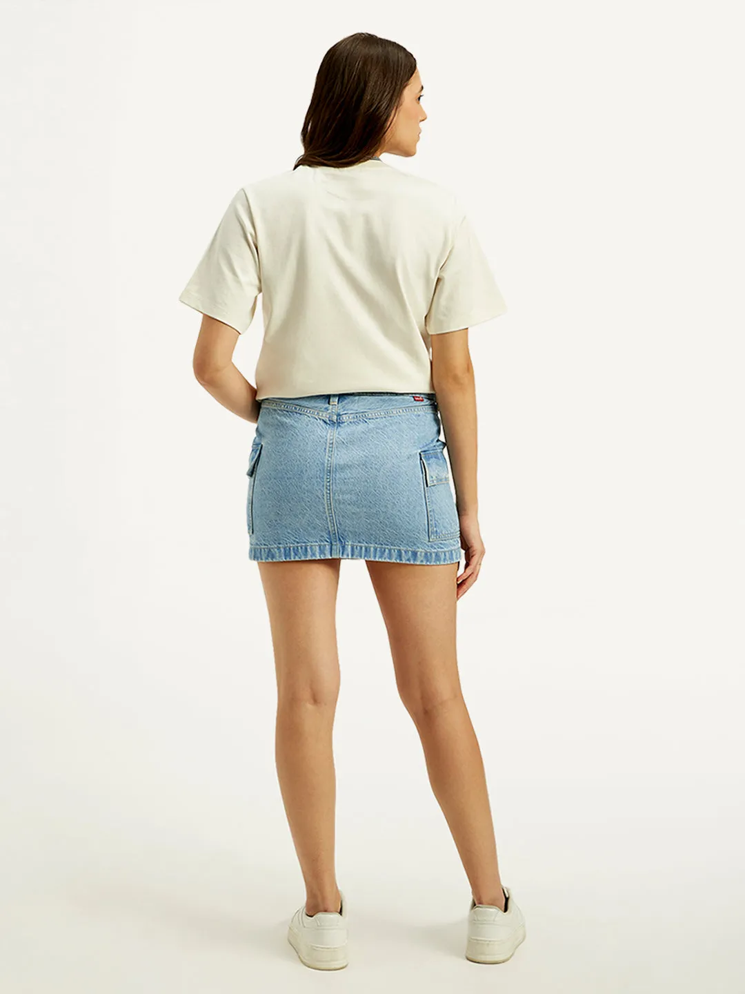 Women's High Rise Blue A-Line Skirt
