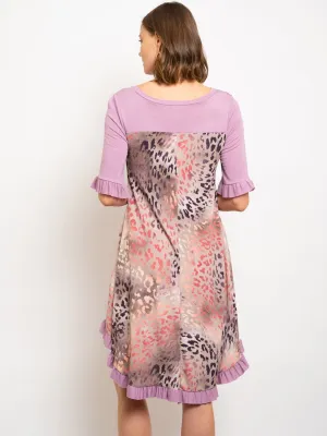 WOMEN'S LILAC ANIMAL PRINT HIGH-LOW DRESS