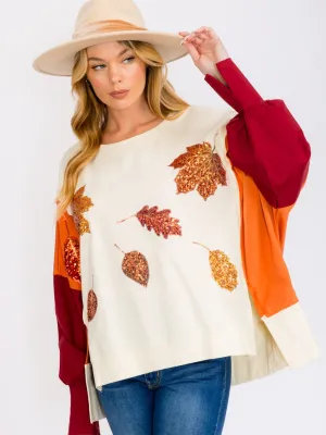 WOMEN'S LONG SLEEVES COLORBLOCK PULLOVER HIGH-LOW SWEATER