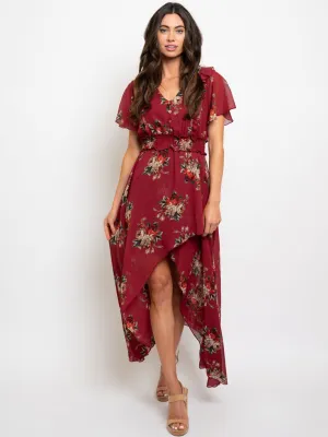 WOMEN'S LOW-HIGH FLORAL MAXI DRESS
