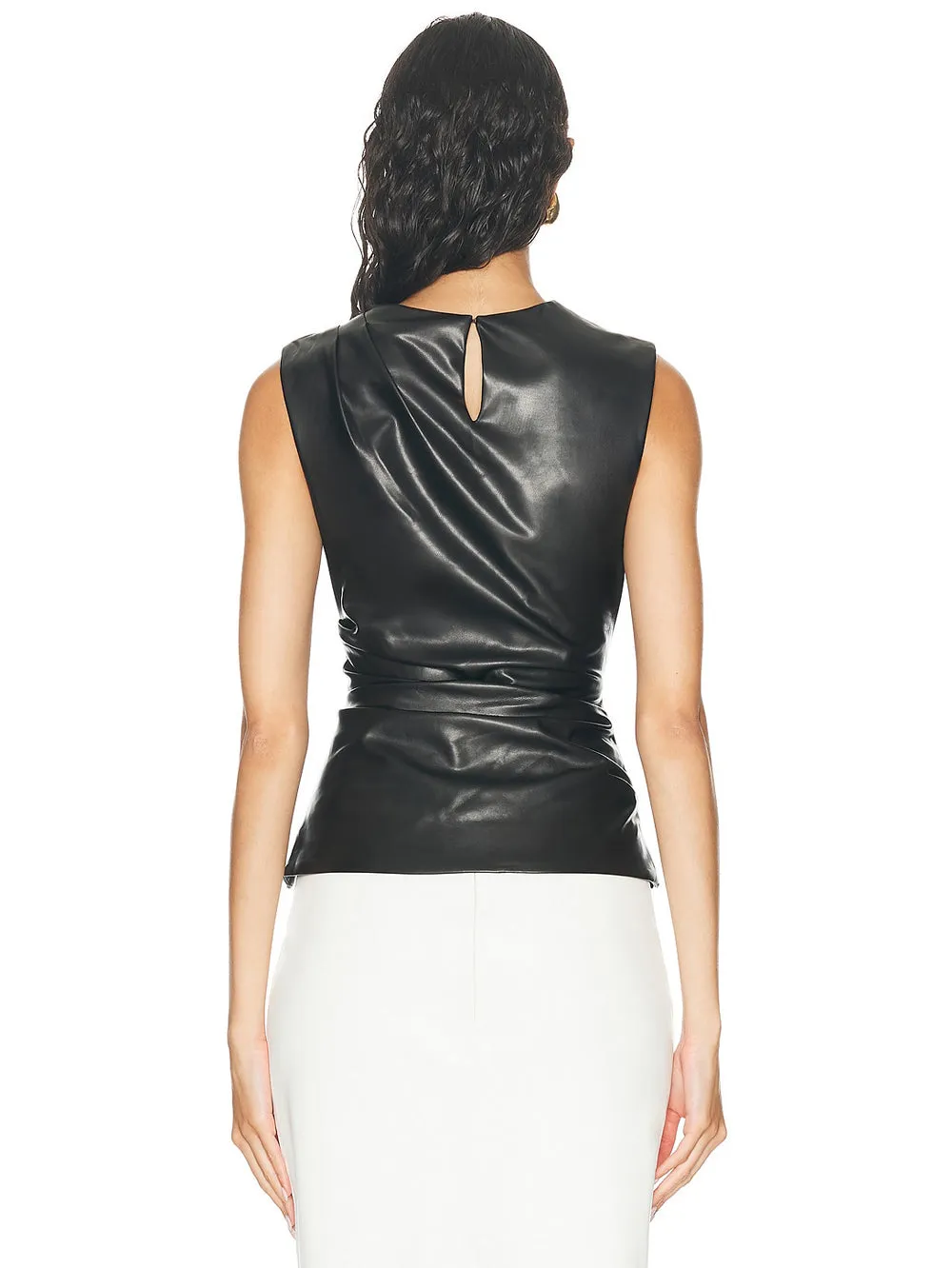 Wynter Flow Draped Leather Top for Women