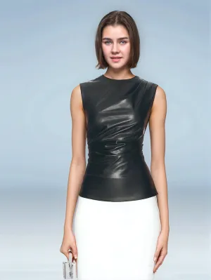 Wynter Flow Draped Leather Top for Women