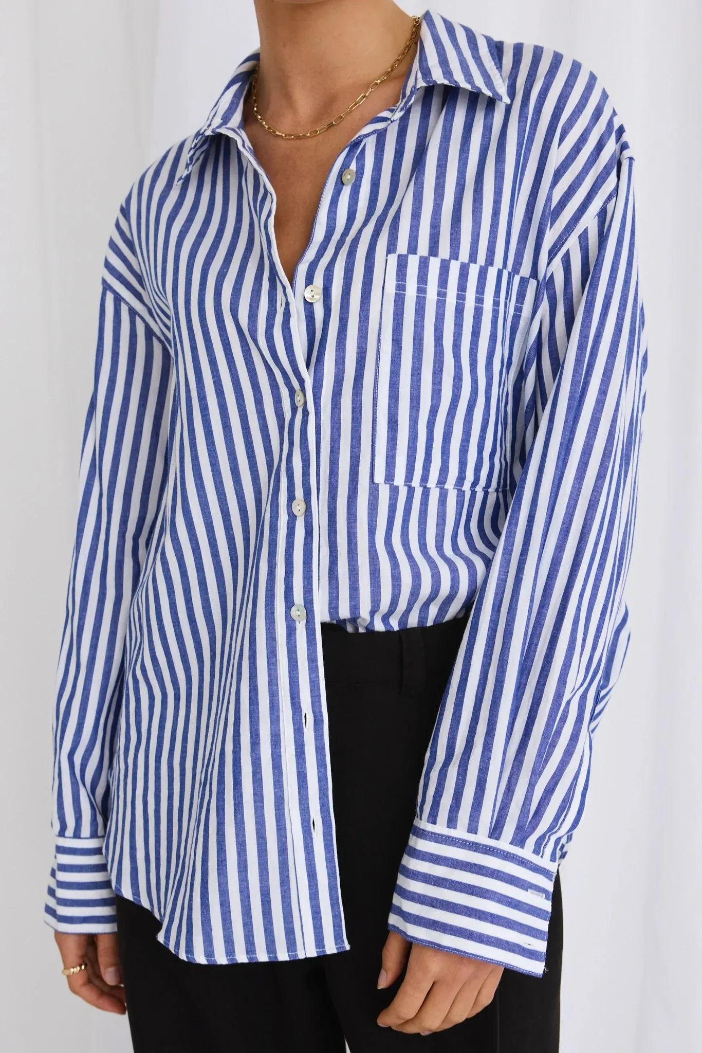 You Got This Blue Stripe Oversized Shirt