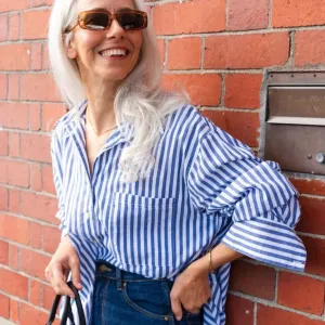 You Got This Blue Stripe Oversized Shirt