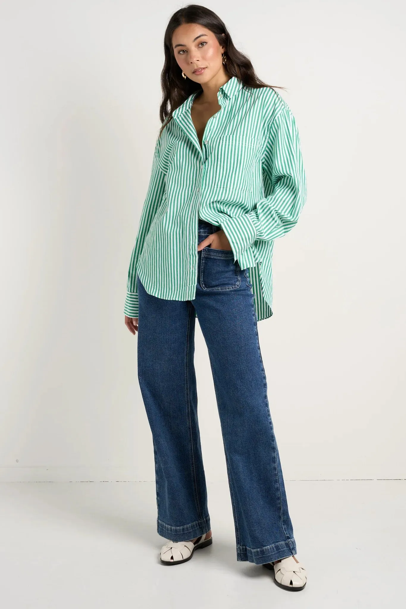 You Got This - Green Stripe Oversized Shirt
