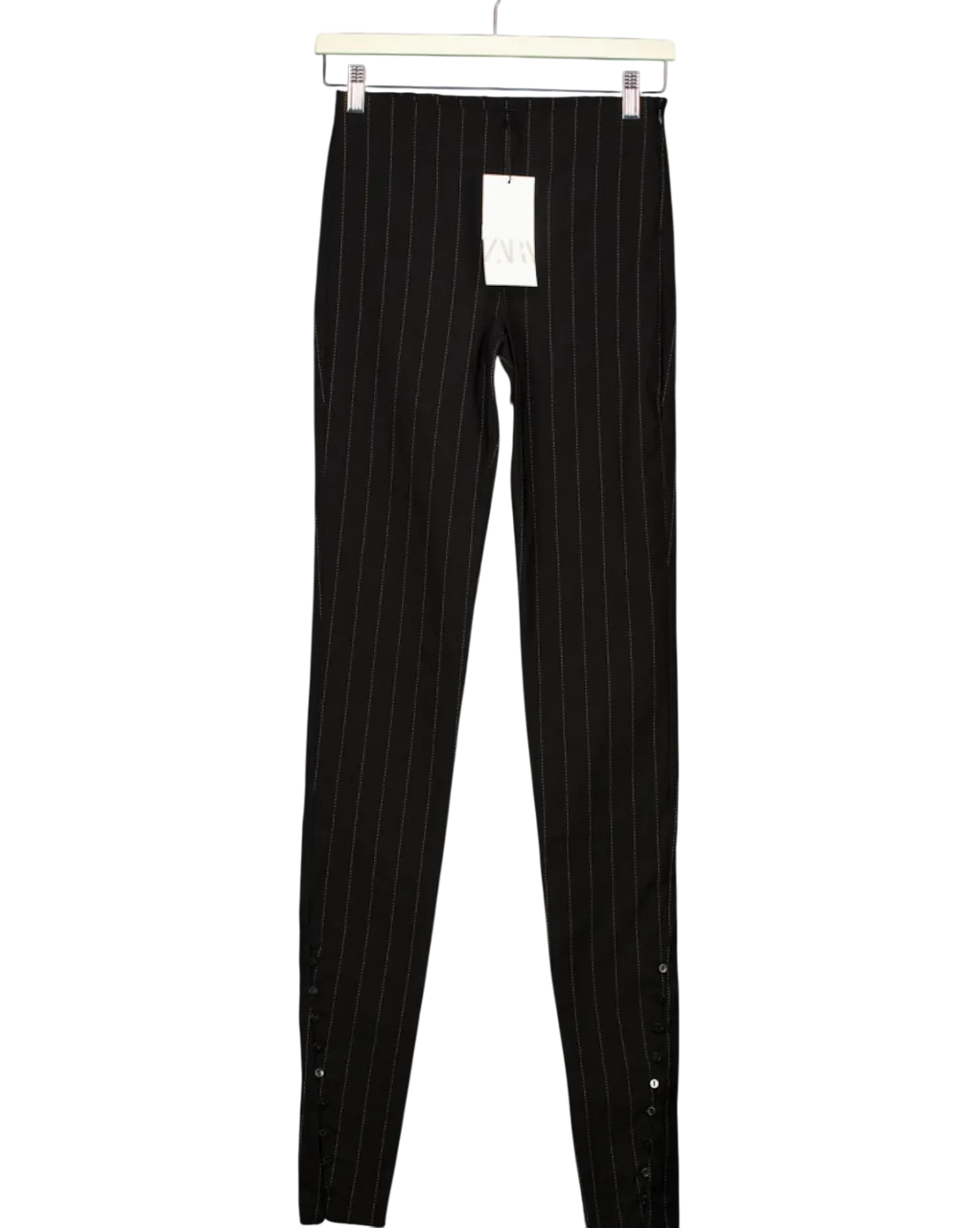 ZARA Black Tailored Pin-Striped Trousers UK XS