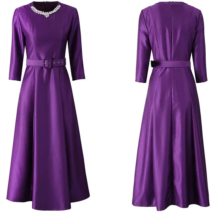 Zelda Diamond Encrusted Neckline Dress
